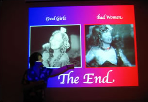 AC lectures on Good Girls, Bad Women for the Santa Fe Opera, her first PowerPoint presentation